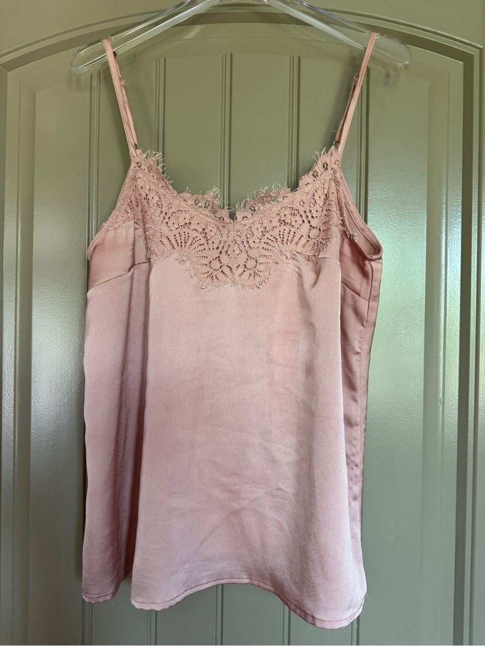Delicate Lace-Trim Satin Cami in Dusty Pink
